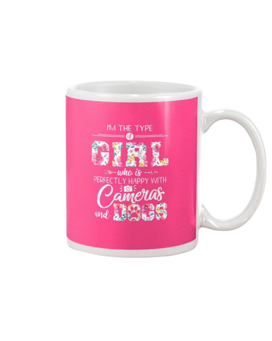 A Girl Who Is Happy With Cameras And Dogs Gift For Dog Lovers T-Shirt Mug