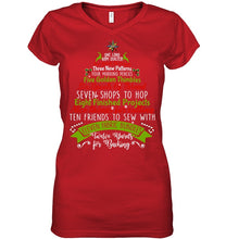 Load image into Gallery viewer, Christmas Tree Eleven Fabric Bundles T-Shirt Ladies V-Neck