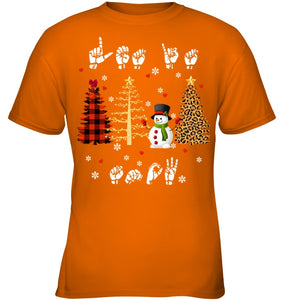 Let It Snow Christmas Snowman Asl Gift Tee Youth Tee