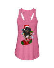 Load image into Gallery viewer, Dachshund In A Sock Christmas Cute Gift For Dachshunds Lovers Ladies Flowy Tank