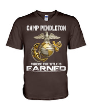 Load image into Gallery viewer, Camp Pendleton Earned Black T-Shirt Guys V-Neck