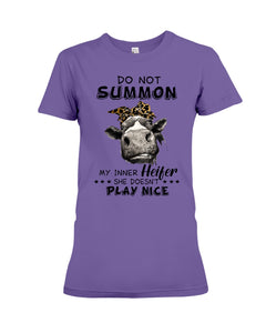 My Inner Heifer Doesn't Play Nice Funny Quote T-Shirt Ladies Tee