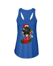 Load image into Gallery viewer, Dachshund In A Sock Christmas Cute Gift For Dachshunds Lovers Ladies Flowy Tank