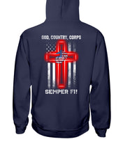 Load image into Gallery viewer, God Country Corps Semper Fi Black T-Shirt Hoodie