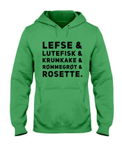 Load image into Gallery viewer, Lefse Lutefisk Krumkake Quote T-Shirt Gift Hoodie