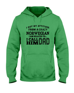 Attitude From Crazy Norwegian Dad Norway Love T-Shirt For Dad Hoodie