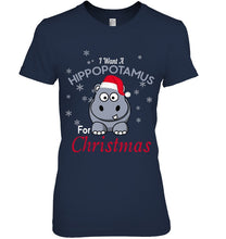 Load image into Gallery viewer, I Want A Hippopotamus For Christmas Shirt Ladies Tee