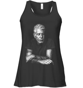 Anthony Bourdain Gift For Fans Black T-Shirt Ladies Flowy Tank