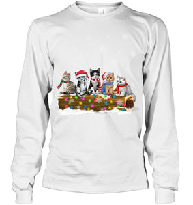 Cat - Trunk Snow Xmas Black T-Shirt Unisex Long Sleeve