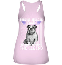 Load image into Gallery viewer, English Bulldog  - The Man - The Myth - The Legend Black T-Shirt Ladies Flowy Tank