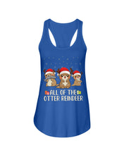 Load image into Gallery viewer, Merry Ottermas All Of The Otter Reindeer Black T-Shirt Ladies Flowy Tank