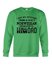 Load image into Gallery viewer, Attitude From Crazy Norwegian Dad Norway Love T-Shirt For Dad Sweatshirt