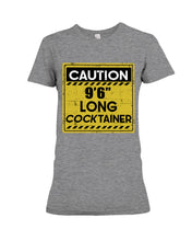 Load image into Gallery viewer, Caution 9&#39;6&#39;&#39; Long Cocktainer Black T-Shirt Ladies Tee