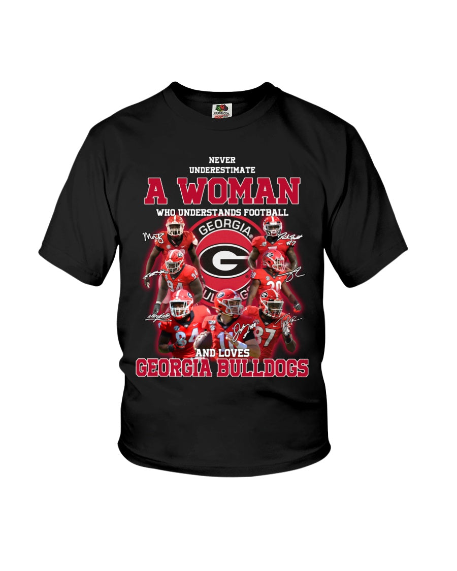 A Woman Loves Georgia Bulldogs Custom Tee Youth Tee