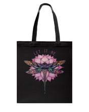 Load image into Gallery viewer, Let It Be Dragonfly Lotus Basketweave Tote Bag