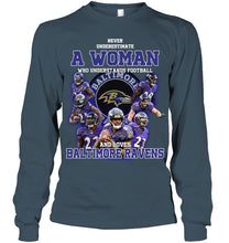 Load image into Gallery viewer, Woman Loves American Football And Baltimore Ravens Gift For Fans Unisex Long Sleeve