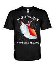 Load image into Gallery viewer, Just A Woman Loves Dancing And Reading Books Guys V-Neck