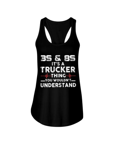 3S And 8S Trucker Lovers Black T-Shirt Ladies Flowy Tank