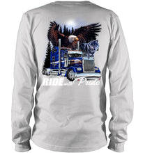 Load image into Gallery viewer, Ride With Pride Wolf Truck Black T-Shirt Unisex Long Sleeve