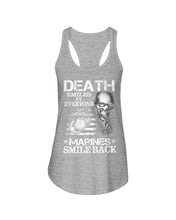 Load image into Gallery viewer, Death Smiles At Every Marines Smile Back Ladies Flowy Tank