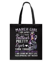 Load image into Gallery viewer, Tattoos Pretty Eyes Gift For March Girl T-Shirt Basketweave Tote Bag