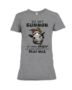 My Inner Heifer Doesn't Play Nice Funny Quote T-Shirt Ladies Tee