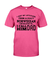 Load image into Gallery viewer, Attitude From Crazy Norwegian Dad Norway Love T-Shirt For Dad Guys Tee