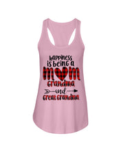 Load image into Gallery viewer, Happiness Is Being A Mom Grandma And Great Grandma Ladies Flowy Tank