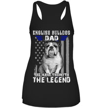 Load image into Gallery viewer, English Bulldog  - The Man - The Myth - The Legend Black T-Shirt Ladies Flowy Tank