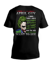 Load image into Gallery viewer, April Guy Joker Quiet Sweet Funny Crazy Black T-Shirt Guys V-Neck