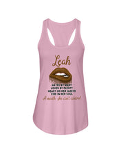 Load image into Gallery viewer, Leah A Mouth She Can't Control Quote Name T-Shirt Ladies Flowy Tank