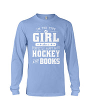 Load image into Gallery viewer, Girl Who Loves Hockey And Books Quote Name T-Shirt Unisex Long Sleeve