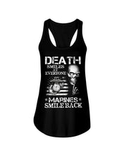 Load image into Gallery viewer, Death Smiles At Every Marines Smile Back Ladies Flowy Tank