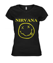 Load image into Gallery viewer, Nirvana Mashup T-Shirts Ladies V-Neck