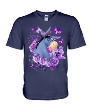 Load image into Gallery viewer, Donkey Loves Purple Flowers Custom T-Shirt Guys V-Neck