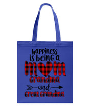 Load image into Gallery viewer, Happiness Is Being A Mom Grandma And Great Grandma Basketweave Tote Bag