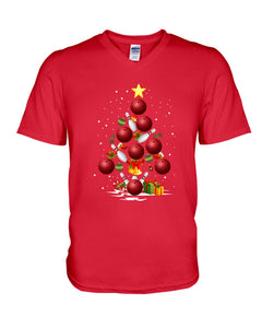 Bowling   Bowling Christmas Tree Christmas T-Shirt Guys V-Neck