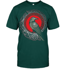 Load image into Gallery viewer, Viking Pattern Raven Mysterious T-Shirt Guys Tee