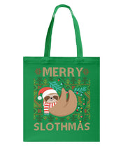 Load image into Gallery viewer, Merry Slothmas Christmas Gift For Kids Family Gift T-Shirt Basketweave Tote Bag