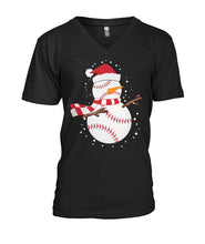Load image into Gallery viewer, Snowman Floss Baseball Christmas Guys V-Neck