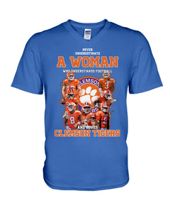 A Woman Loves Clemson Tigers Gift For Fans T-Shirt Guys V-Neck