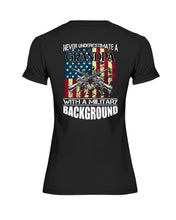 Load image into Gallery viewer, Never Underestimate A Grandpa Black T-Shirt Ladies Tee