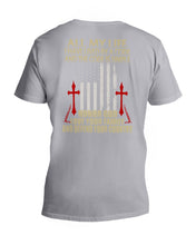 Load image into Gallery viewer, Lived By A Code Back Side T-Shirt Guys V-Neck