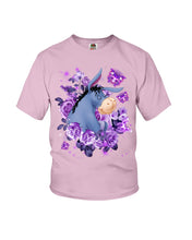 Load image into Gallery viewer, Donkey Loves Purple Flowers Custom T-Shirt Youth Tee