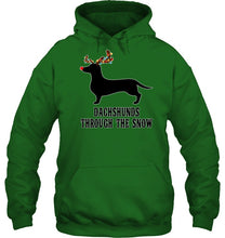 Load image into Gallery viewer, Dachshund Reindeer Through The Snow Christmas Gift Shirt Hoodie