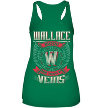Load image into Gallery viewer, Wallace Blood Runs Through Veins Black Quote Name T-Shirt Ladies Flowy Tank