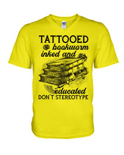 Load image into Gallery viewer, Tattooed Bookwarm Inked And Educated T-Shirt Guys V-Neck