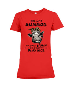 My Inner Heifer Doesn't Play Nice Funny Quote T-Shirt Ladies Tee