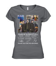 Load image into Gallery viewer, Supernatural 15 Years Anniversary Gift For Fan Black T-Shirt Ladies V-Neck