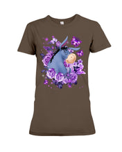 Load image into Gallery viewer, Donkey Loves Purple Flowers Custom T-Shirt Ladies Tee
